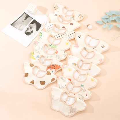 3-Pack Cotton Gauze Baby Bibs – Absorbent Feeding Set