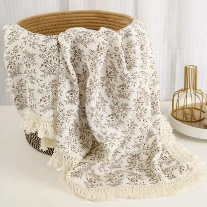 Cotton Muslin Swaddle Blanket – Tassel Baby Wrap