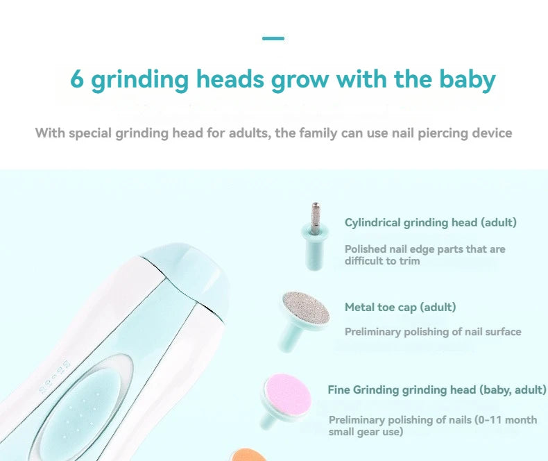 Electric Baby Nail Grinder - 6-in-1 Safe Manicure Kit for Newborns & Toddlers