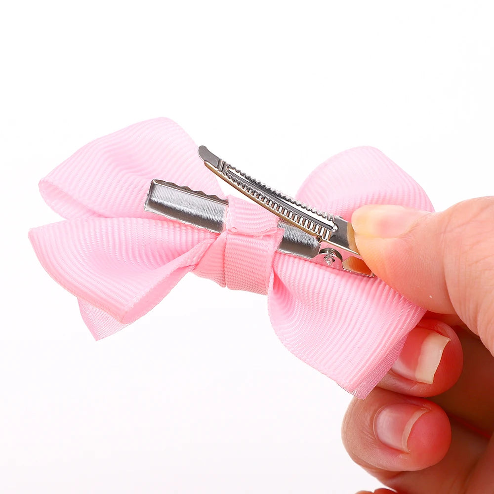 10Pcs/set lovely bowknot hairgripes for girls hair bangs hair clip fresh yarns ribbon alloy barrette boutique kids headwear