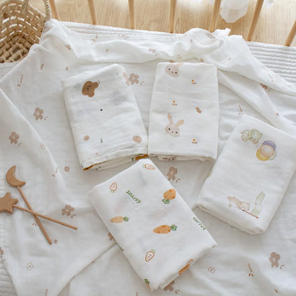 Bamboo Cotton Muslin Baby Swaddle – Lightweight 90 × 90 cm
