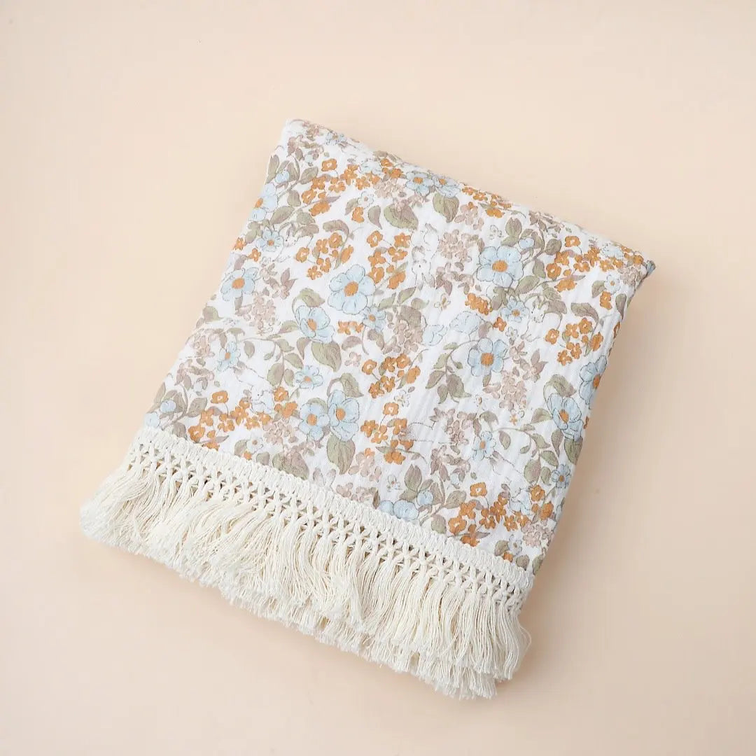 2 Layer Cotton Muslin Baby Blanket Floral Sunflower Newborn Swaddle Wrap Cloth Boy Girl Receiveing Blanket Baby Stroller Blanket
