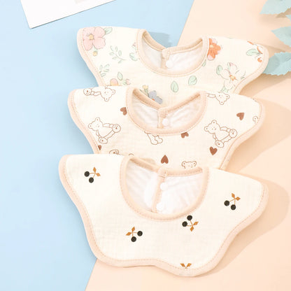3-Pack Cotton Gauze Baby Bibs – Absorbent Feeding Set
