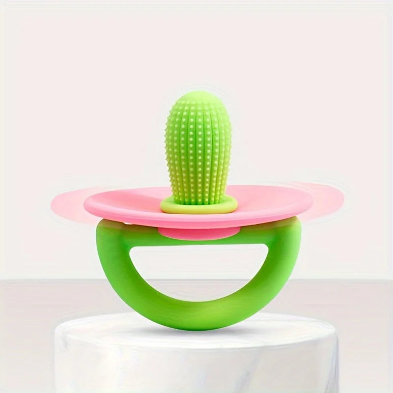 Silicone Teething Ring – Pacifier Type Teether with Soft Molar Stick & Massage Dots for Babie