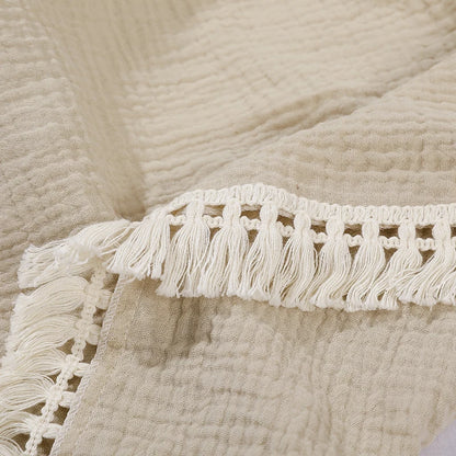 Cotton Muslin Swaddle Blanket – Tassel Baby Wrap