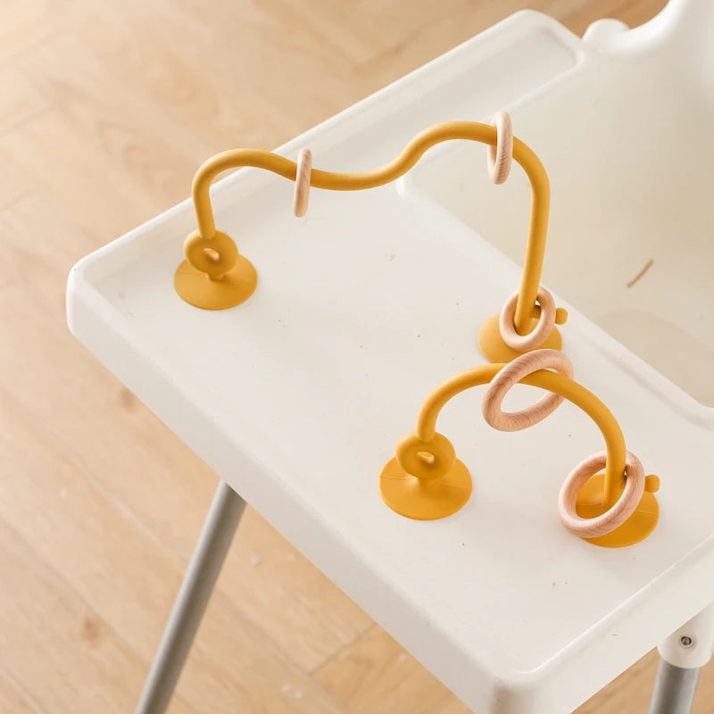 Montessori Silicone Teething Track Maze - Educational Wooden Roller Coaster Bead Toy