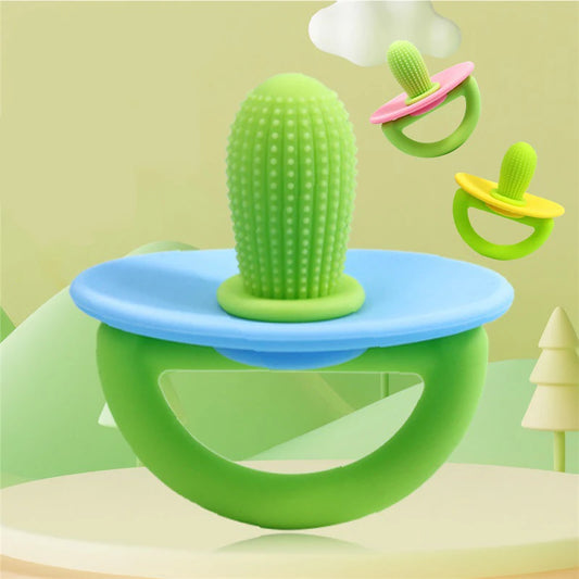 Silicone Teething Ring – Pacifier Type Teether with Soft Molar Stick & Massage Dots for Babie