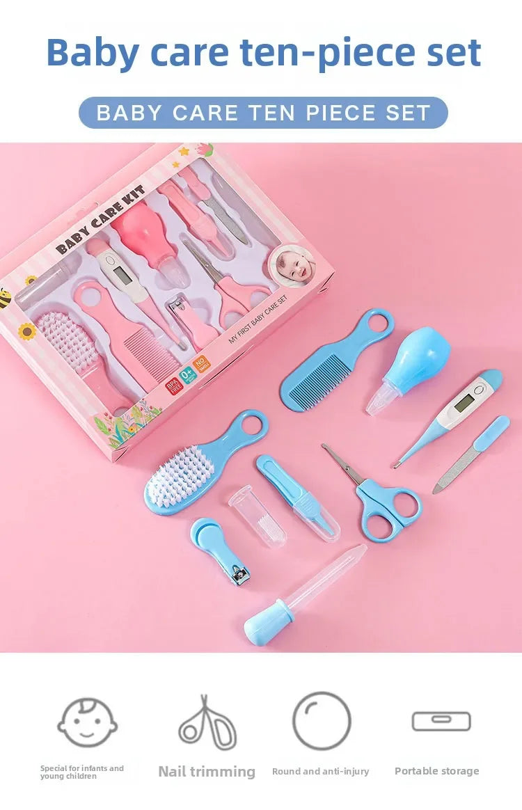 10-Piece Newborn Care Set – Essential Baby Nail Clipper & Nasal Suction Kit (0+ Months)