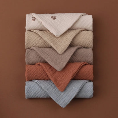 5-Pack Baby Muslin Towel Set - Soft Cotton Gauze Washcloths for Newborns