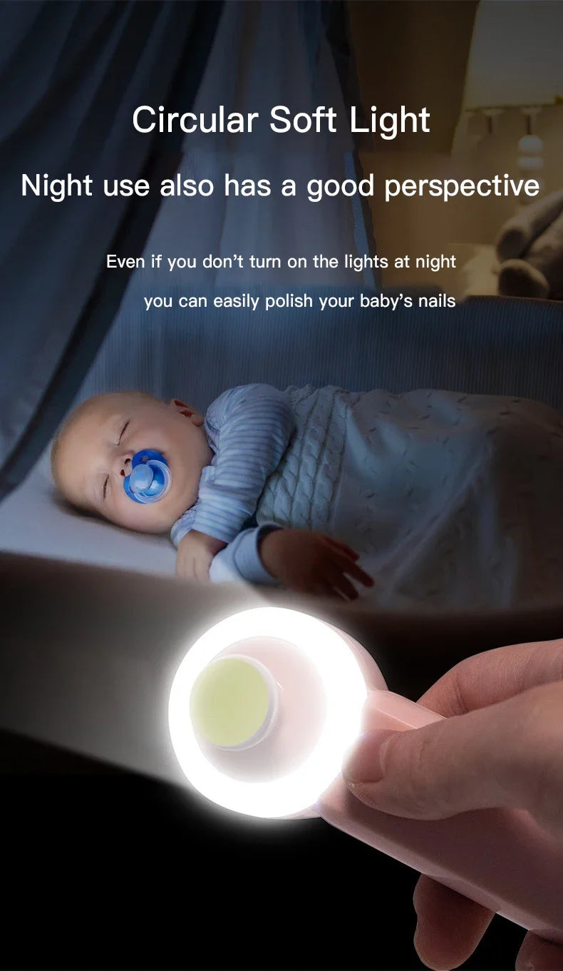 Luminous Rechargeable Baby Nail Grinder – Safe & Silent Electric Clipper for Newborns (0+ Months)