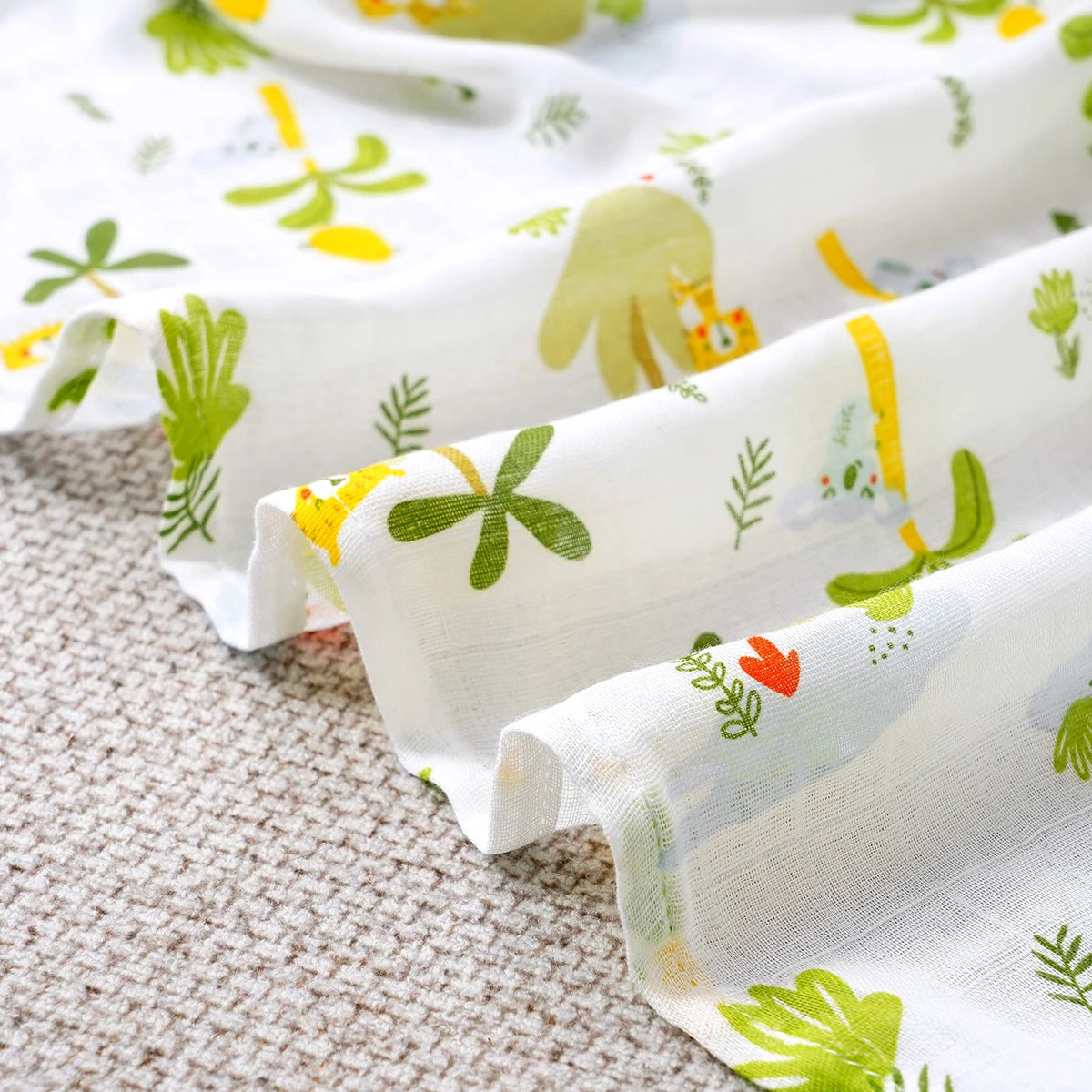 Bamboo Cotton Baby Muslin Swaddle Blanket - 120x110cm Soft Print Newborn Wrap