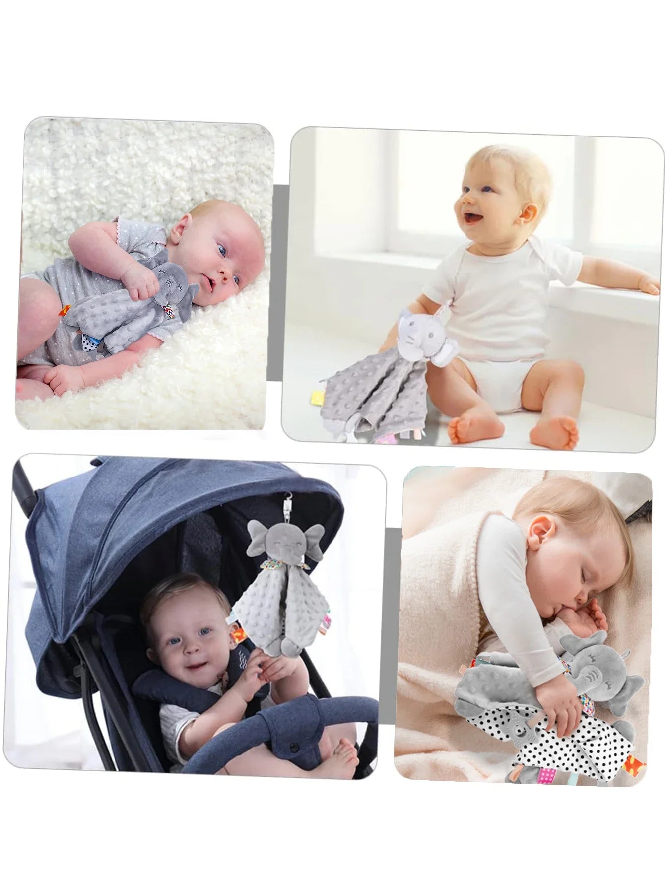 Elephant Baby Comforter Blanket - Soft Rattle Toy & Security Sleeping Towel for Toddlers