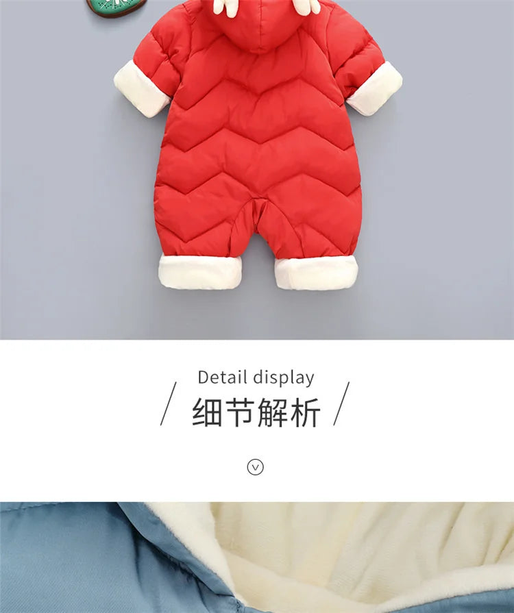 2025 New born Baby Girl clothes Winter Snowsuit Plus Velvet Thick Baby Boys Jumpsuit 0-3 Years Romper boy Overalls Toddler Coat