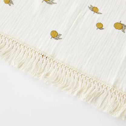 Cotton Muslin Swaddle Blanket – Tassel Baby Wrap