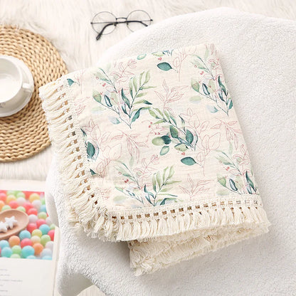 Cotton Muslin Swaddle Blanket – Tassel Baby Wrap
