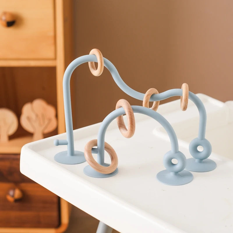 Montessori Silicone Teething Track Maze - Educational Wooden Roller Coaster Bead Toy