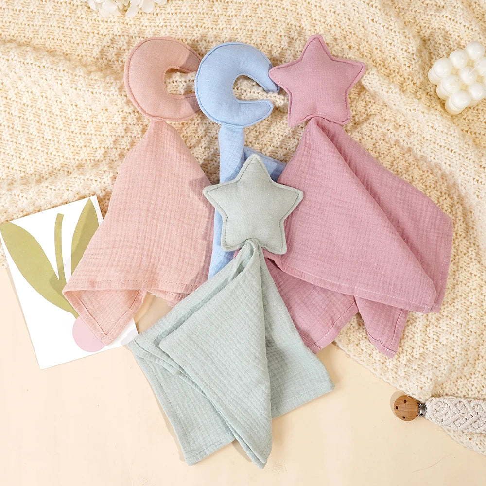 Baby Cotton Muslin Comfort Blanket - Cute Cat Doll Security Towel for Infants