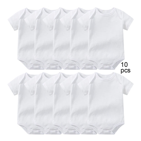 10 Pcs Baby Bodysuits Newborn Jumpsuits Wholesale Summer Body Toddlers Jumpers Onesies Basic Solid Growings Grows Sleepsuits