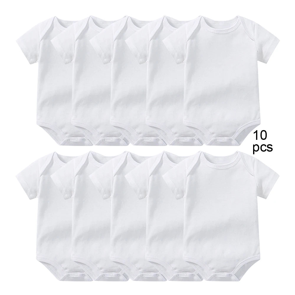 10 Pcs Baby Bodysuits Newborn Jumpsuits Wholesale Summer Body Toddlers Jumpers Onesies Basic Solid Growings Grows Sleepsuits