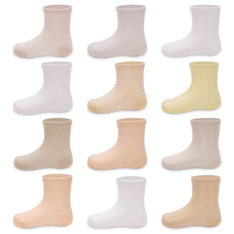 12 Pairs/lot 0 to 4 Yrs Cotton Children's Anti-slip Non Skid Socks For Boys Girl Floor Kid Sock With Rubber Grips Four Season