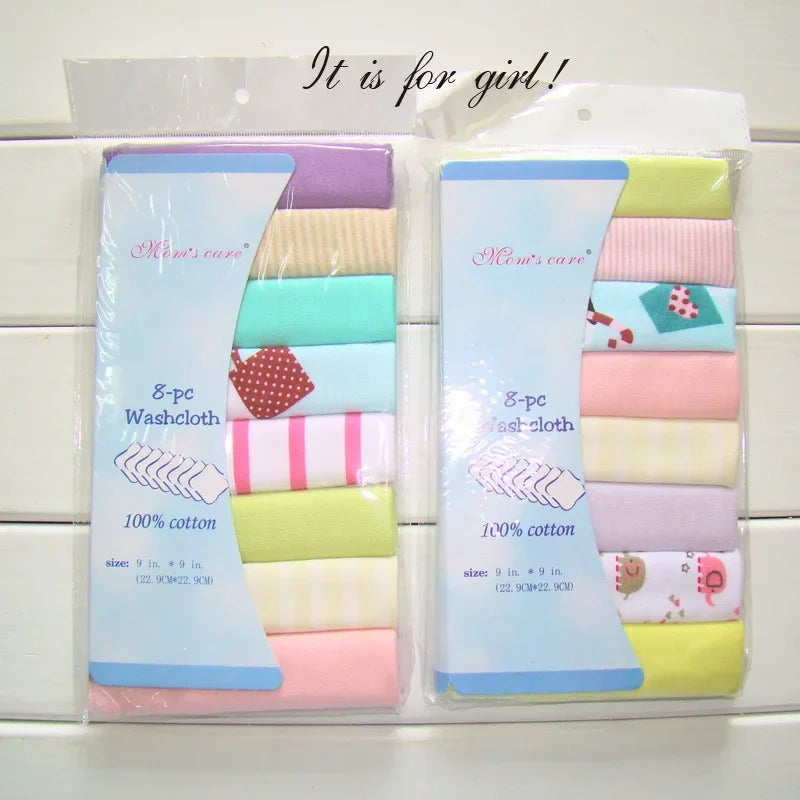 8-Piece Cotton Baby Towel Set – Soft Washcloths & Handkerchiefs for Newborns (0-24 Months)