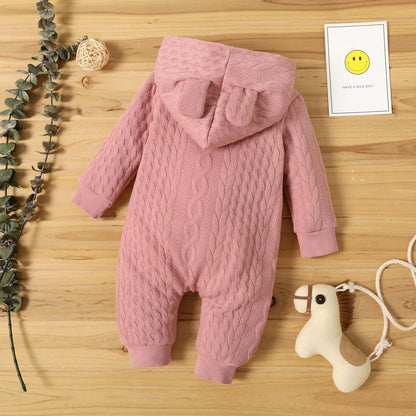 Cute Ears Hooded Baby Romper - Long Sleeve Bodysuit for Newborns 0-18 Months
