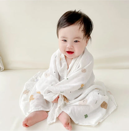 Bamboo Cotton Muslin Baby Swaddle – Lightweight 90 × 90 cm