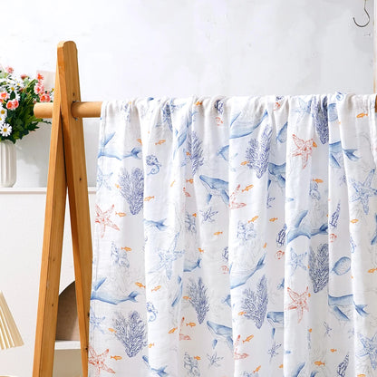 Bamboo Cotton Baby Muslin Swaddle Blanket - 120x110cm Soft Print Newborn Wrap