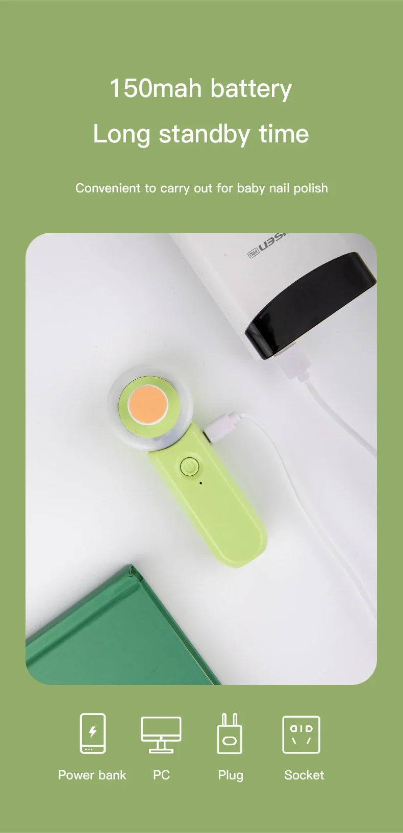 Luminous Rechargeable Baby Nail Grinder – Safe & Silent Electric Clipper for Newborns (0+ Months)
