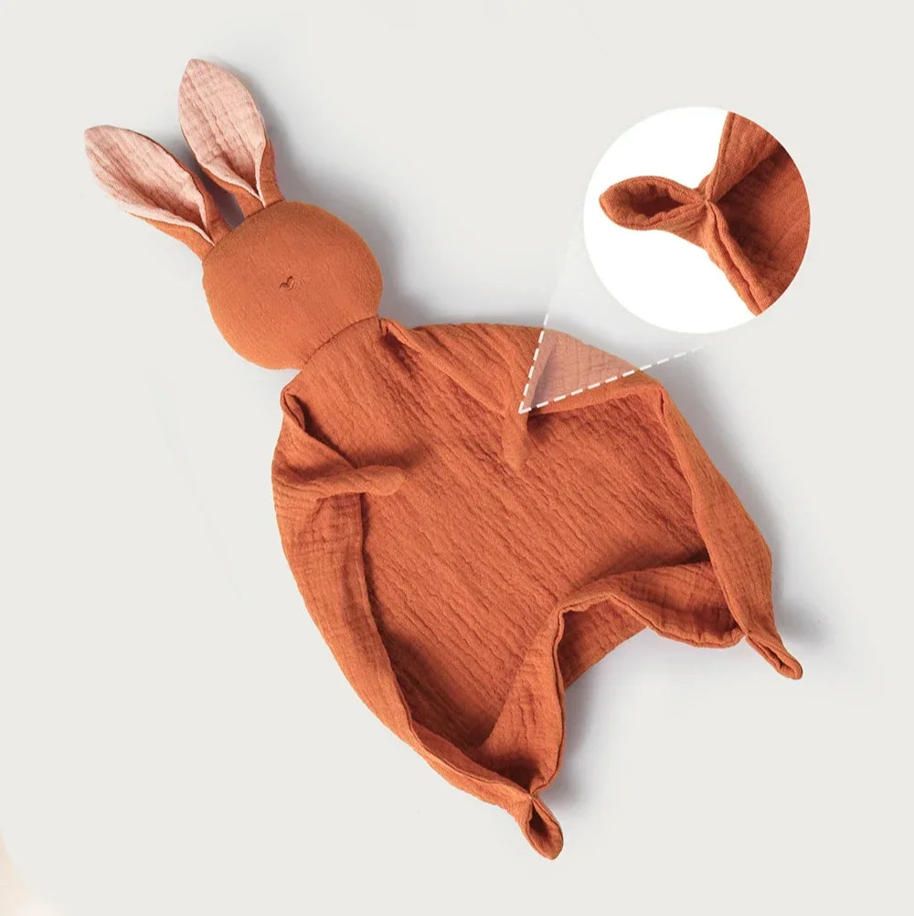 Baby Soothing Towel | 100% Muslin Cotton Comfort Blanket with Cute Bunny Design