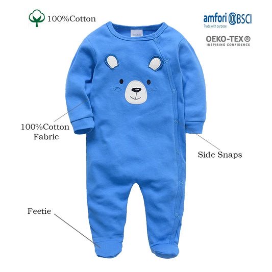 KAVKAS Baby Cotton Rompers – Cartoon Jumpsuit Set 0–12 Months