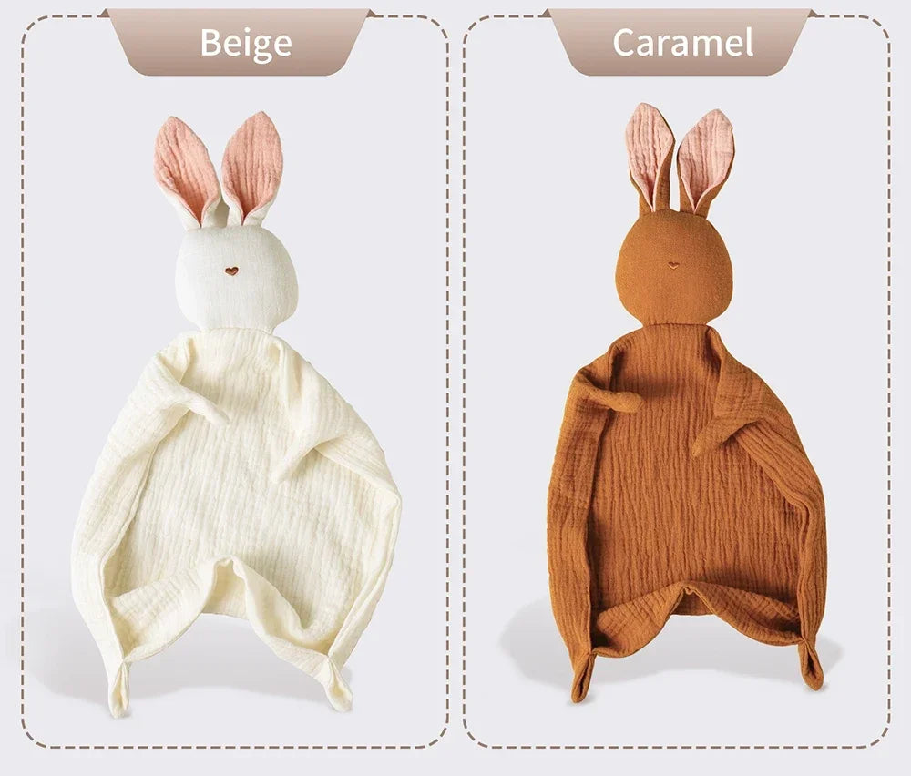 Baby Soothing Towel | 100% Muslin Cotton Comfort Blanket with Cute Bunny Design