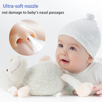 Electric Baby Nasal Aspirator – USB Rechargeable with Music, Lights & 3 Silicone Tips (0-24 Months)
