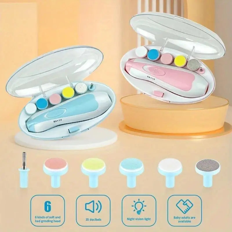 Electric Baby Nail Grinder - 6-in-1 Safe Manicure Kit for Newborns & Toddlers