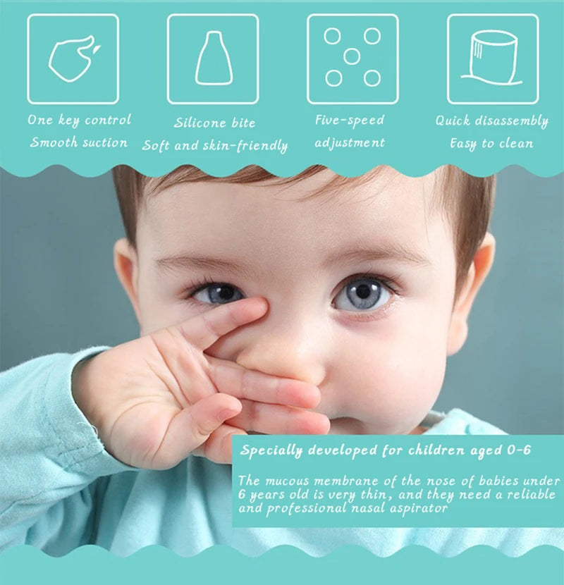 Electric Baby Nasal Aspirator - Safe Hygienic Nose Cleaner for Newborns & Infants