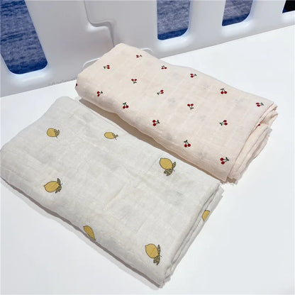 Cotton Bamboo Muslin Swaddle – 120 × 120 cm Baby Blanket