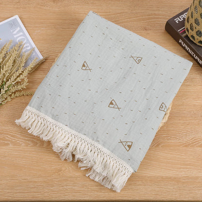 Cotton Muslin Swaddle Blanket – Tassel Baby Wrap