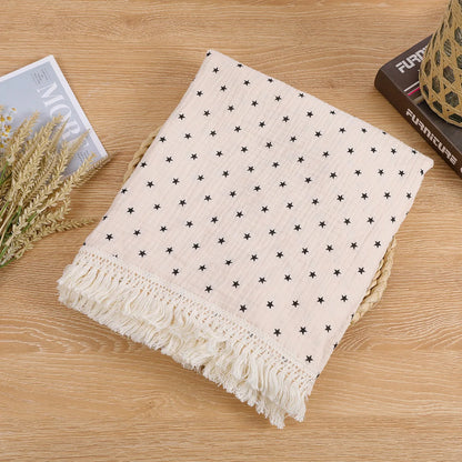 Cotton Muslin Swaddle Blanket – Tassel Baby Wrap