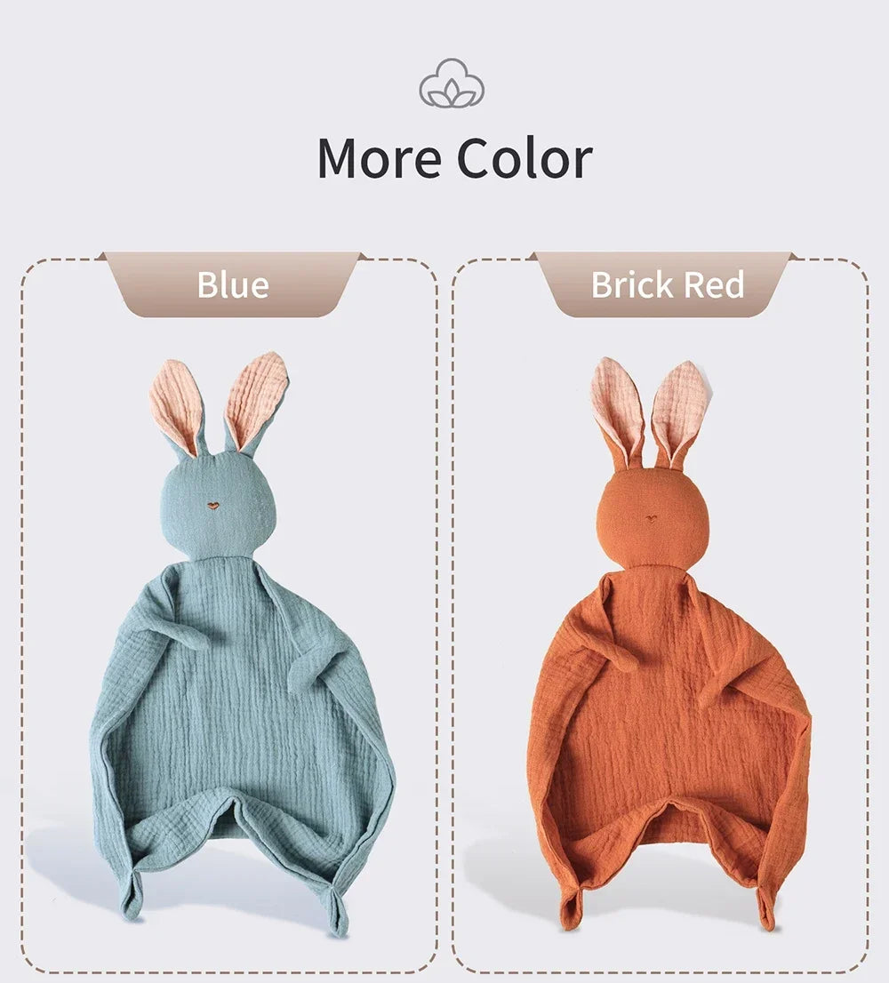 Baby Soothing Towel | 100% Muslin Cotton Comfort Blanket with Cute Bunny Design