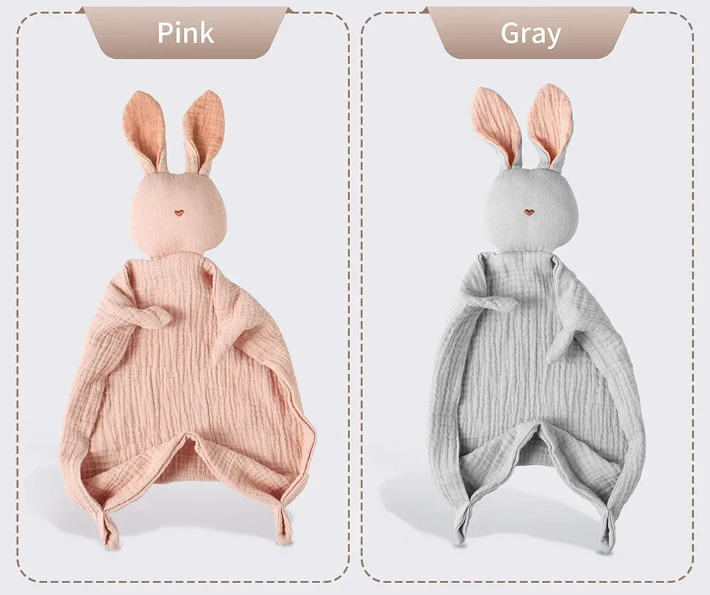 Baby Soothing Towel | 100% Muslin Cotton Comfort Blanket with Cute Bunny Design