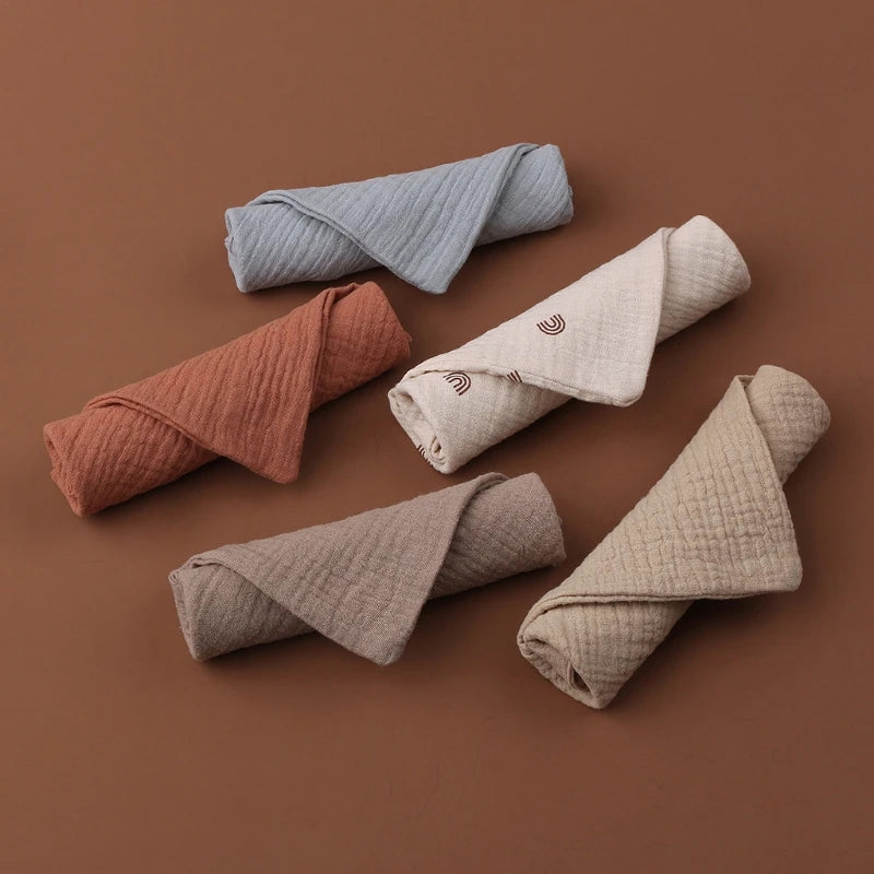 5-Pack Baby Muslin Towel Set - Soft Cotton Gauze Washcloths for Newborns