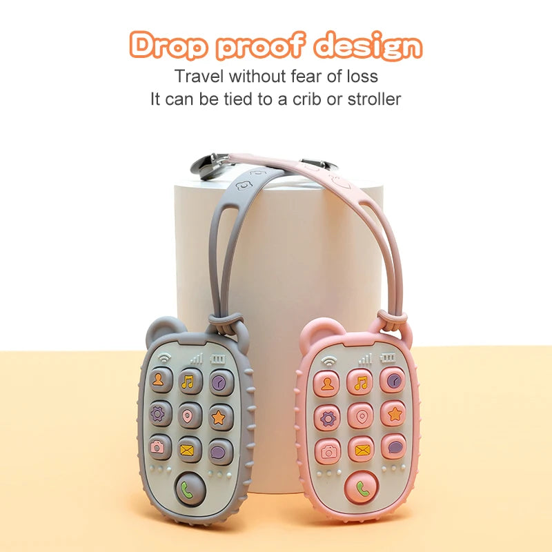 New Baby Phone Teether - Silicone Mobile Shape Sensory Educational Toy Gift Set