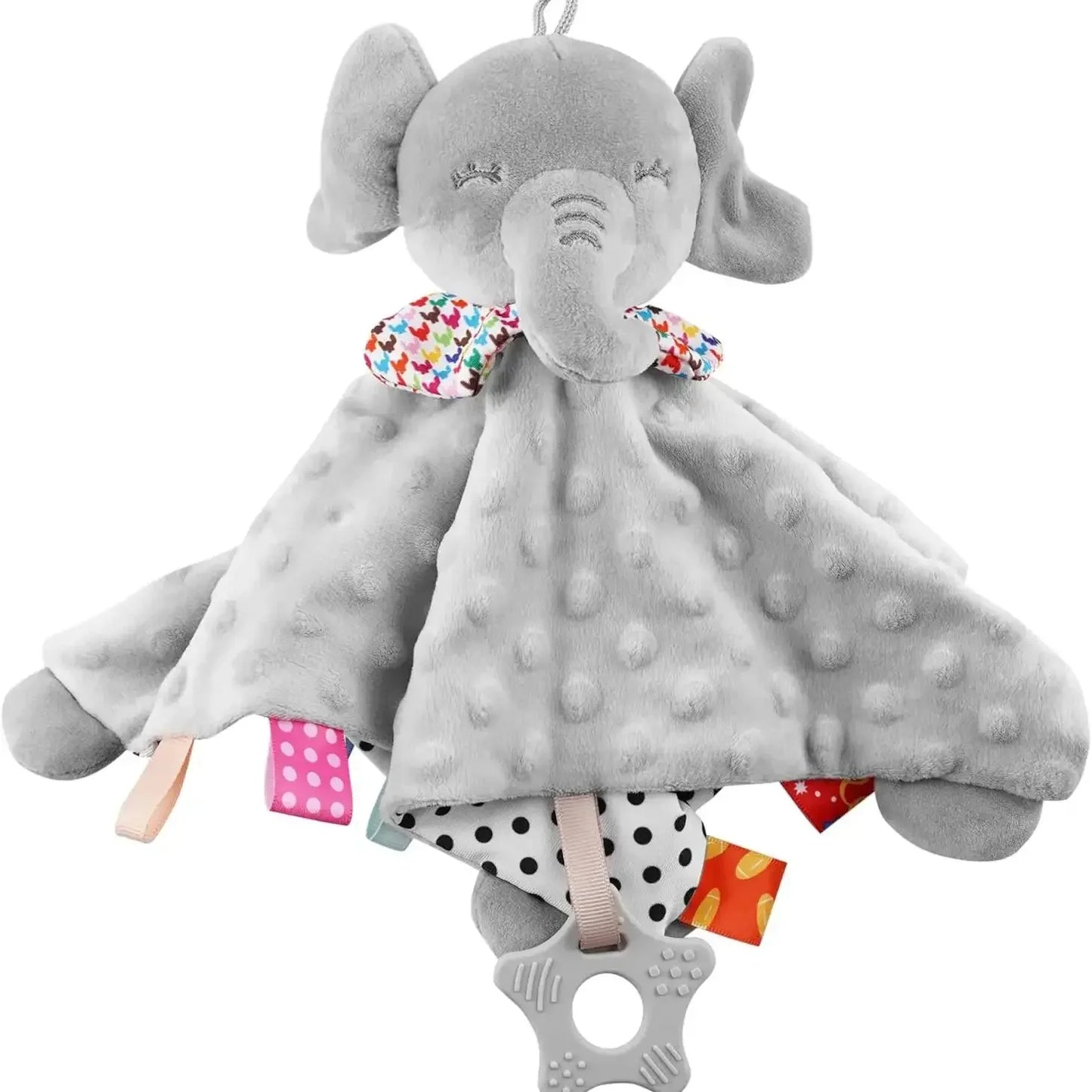 Elephant Baby Comforter Blanket - Soft Rattle Toy & Security Sleeping Towel for Toddlers