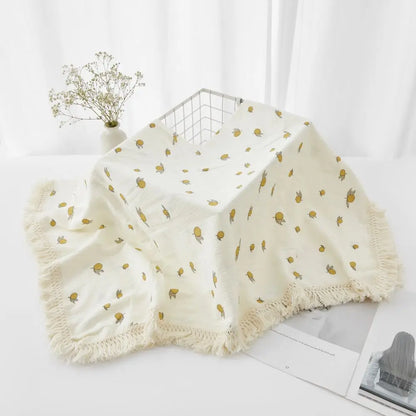 Cotton Muslin Swaddle Blanket – Tassel Baby Wrap