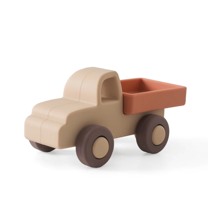 Montessori Silicone Car Toys - Educational Teether Blocks for Babies 0-12 Months