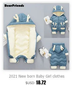 2025 New born Baby Girl clothes Winter Snowsuit Plus Velvet Thick Baby Boys Jumpsuit 0-3 Years Romper boy Overalls Toddler Coat