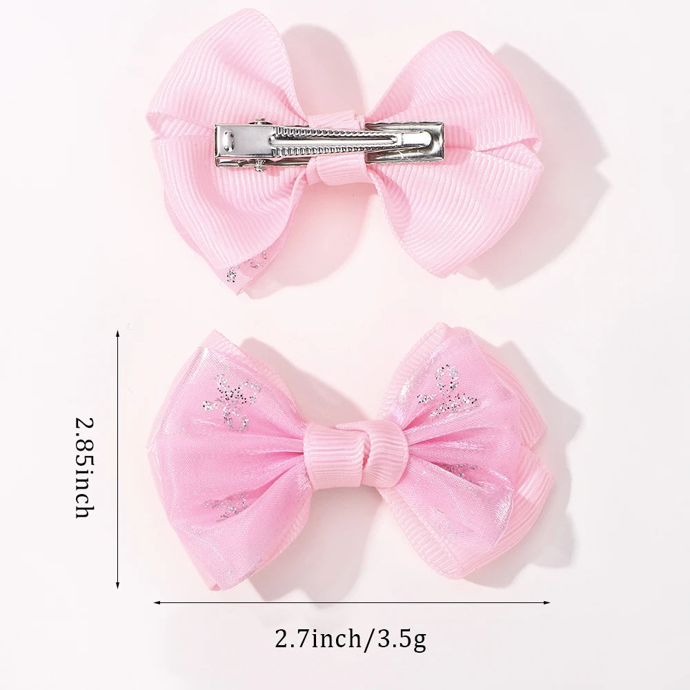 10Pcs/set lovely bowknot hairgripes for girls hair bangs hair clip fresh yarns ribbon alloy barrette boutique kids headwear