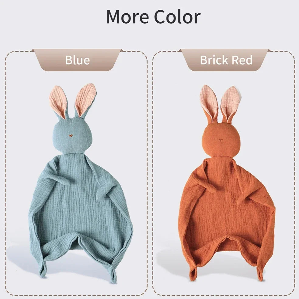 Baby Soothing Towel | 100% Muslin Cotton Comfort Blanket with Cute Bunny Design