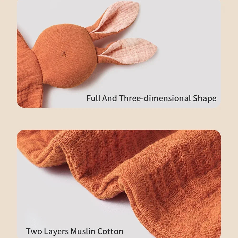 Baby Soothing Towel | 100% Muslin Cotton Comfort Blanket with Cute Bunny Design