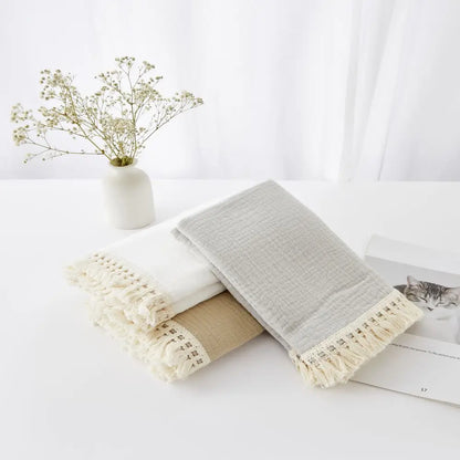 Cotton Muslin Swaddle Blanket – Tassel Baby Wrap